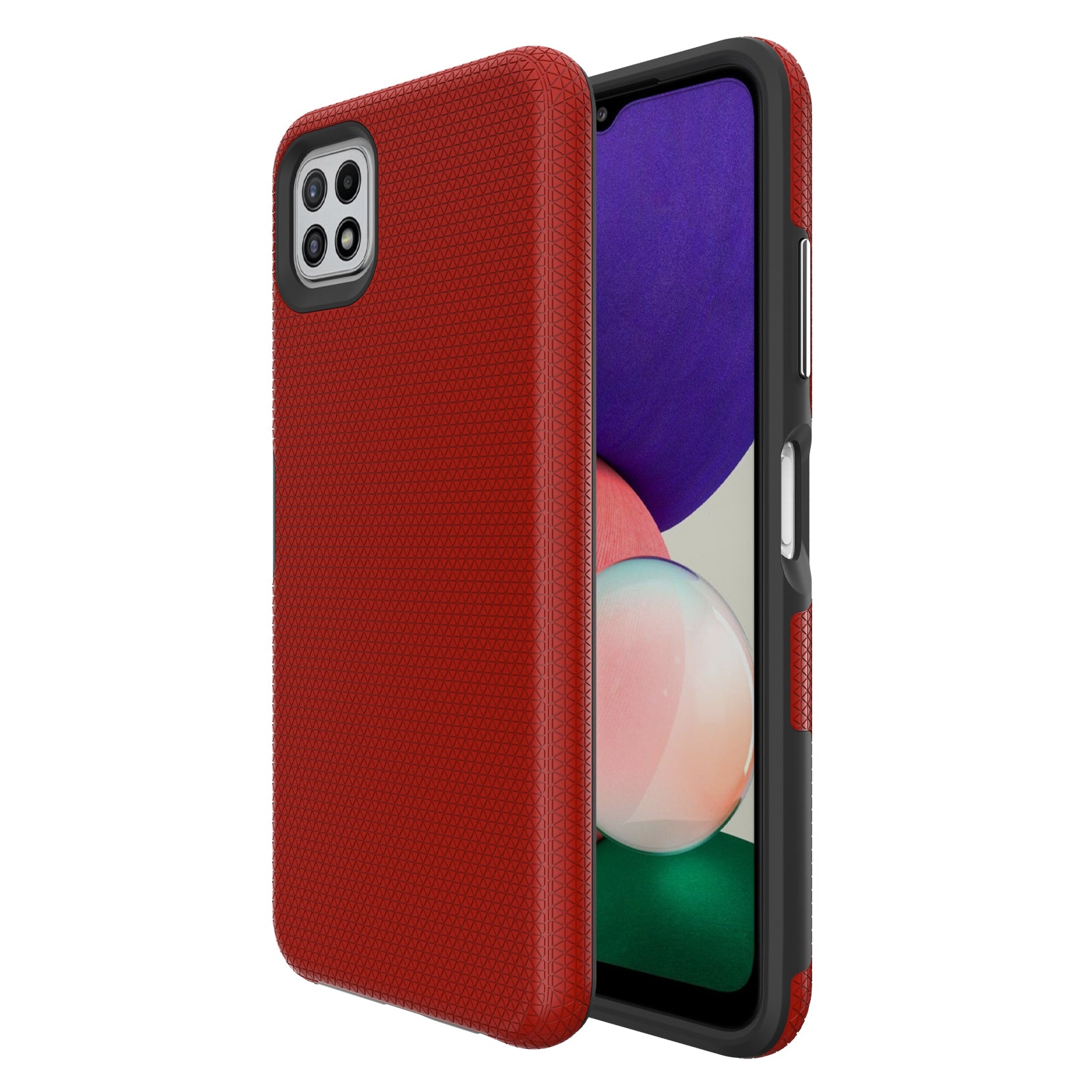 TPU PC Cover for Samsung Galaxy A22 5G (EU Version) Anti-scratch Hybrid Case Triangle Military Grade Fall Protection Back Shell TPU PC Cover for Samsung Galaxy A22 5G (EU Version) Anti-scratch Hybrid Case Triangle Military Grade Fall Protection Back Shell